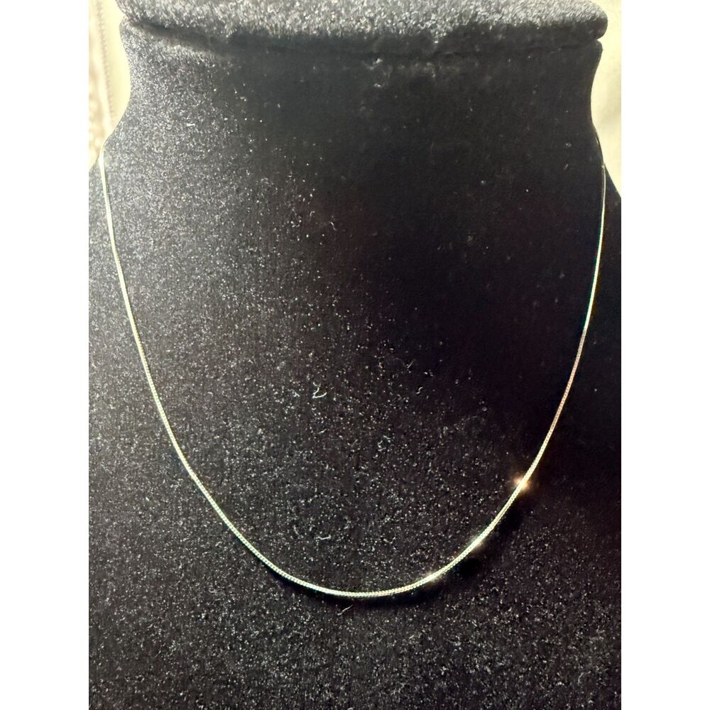Italian 14K White Gold Box Chain Necklace 16" Solid 585 Italy GA
